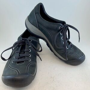 KEEN Presidio II Black/Steel Grey Leather Casual Chic Comfort Lace-Up Sneakers
